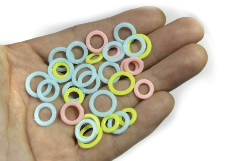ALL in ONE Colorful Stitch Marker Rings Mixed 3 Sizes for Knitting DIY Craft (Mixed Size-60pcs) - Image 3